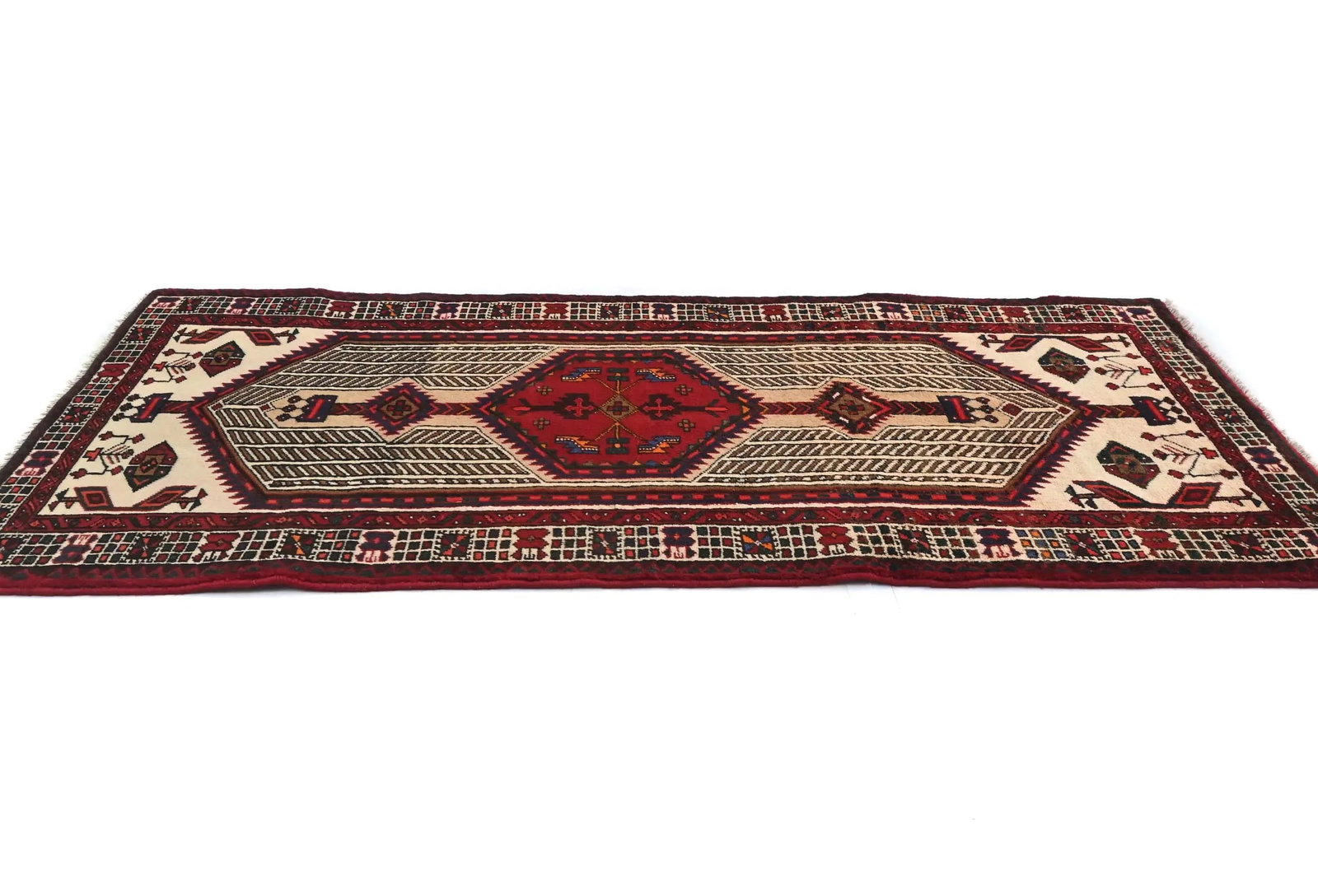 Vintage Red Tribal 3X7 Meshkin Persian Rug - 4