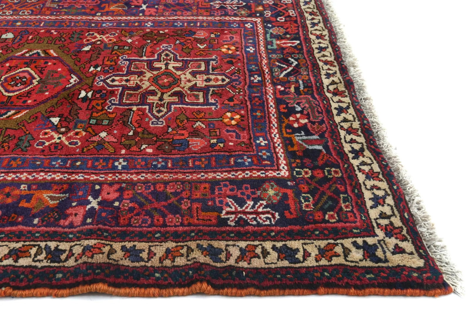 Vintage Red Geometric 4X12 Karajeh Persian Runner Rug - 8