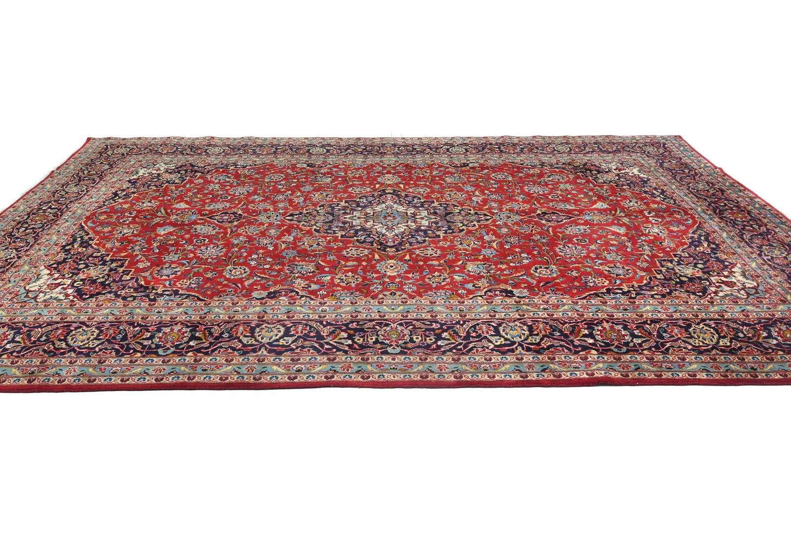 Vintage Red Traditional Floral 8X12 Kashan Persian Rug - 4