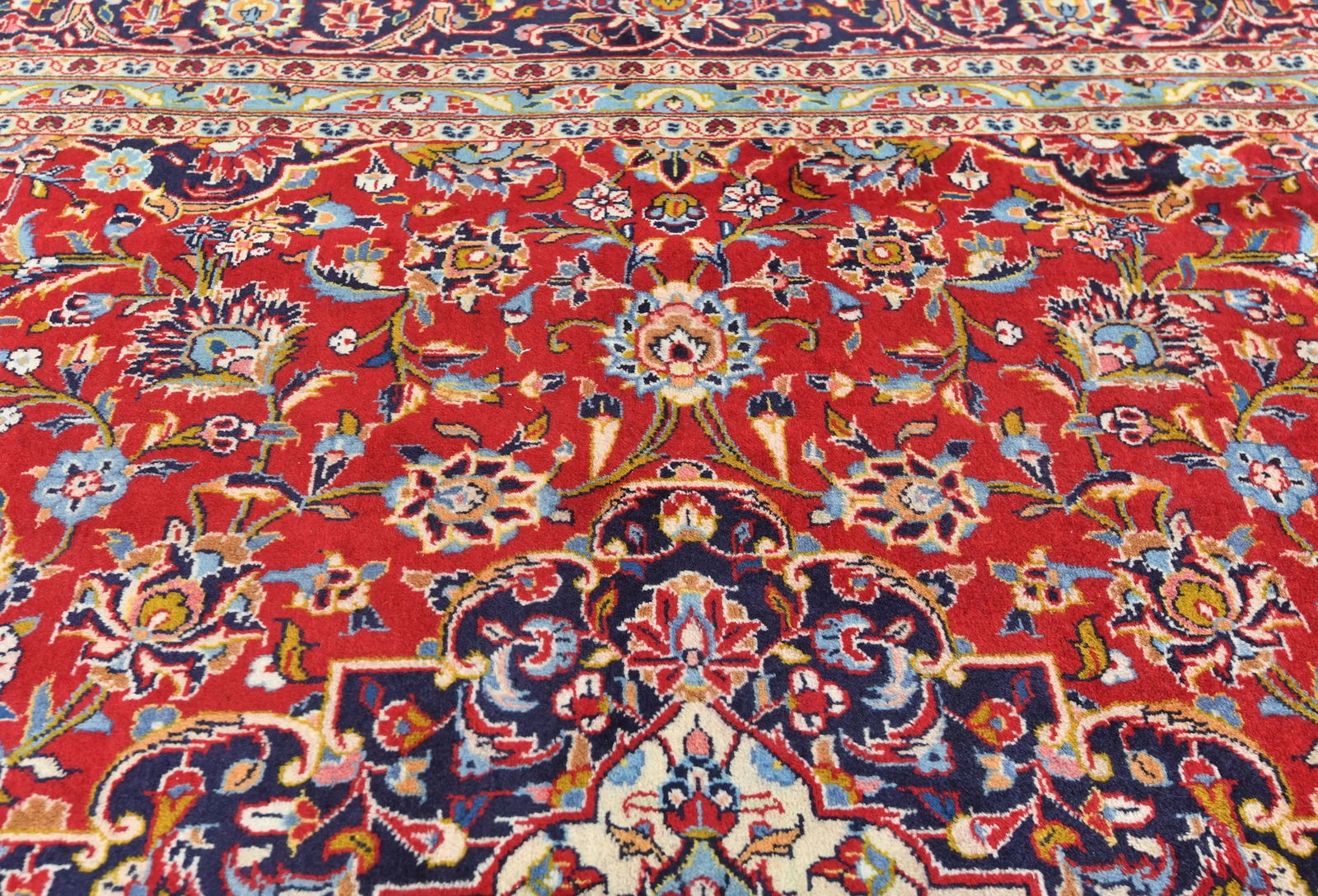 Vintage Red Traditional Floral 8X12 Kashan Persian Rug - 7