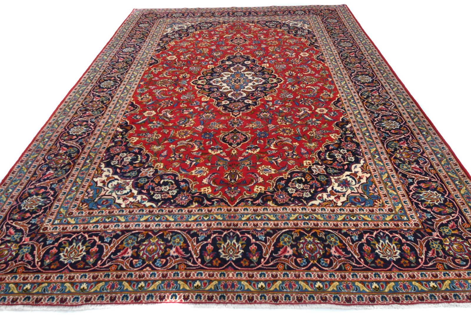 Vintage Red Traditional 8X12 Kashan Persian Rug - 2