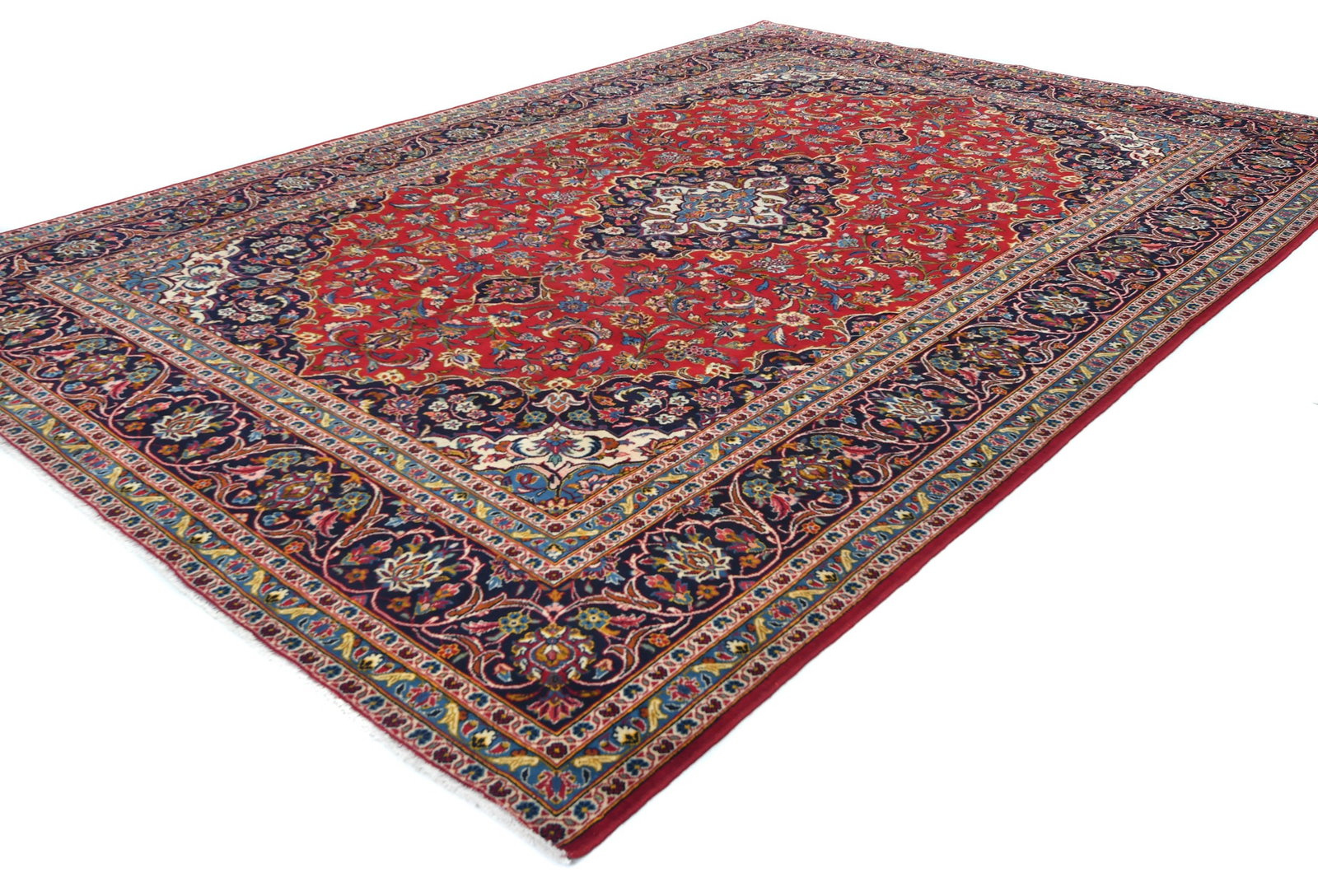 Vintage Red Traditional 8X12 Kashan Persian Rug - 3