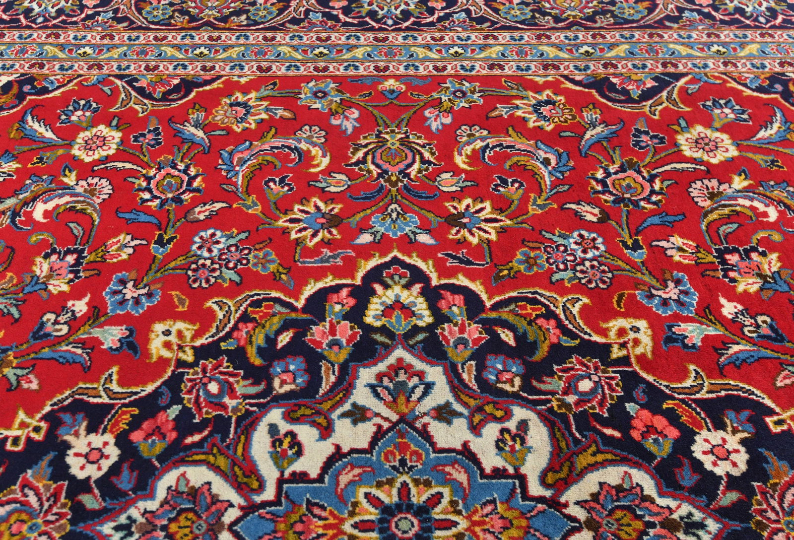 Vintage Red Traditional 8X12 Kashan Persian Rug - 7