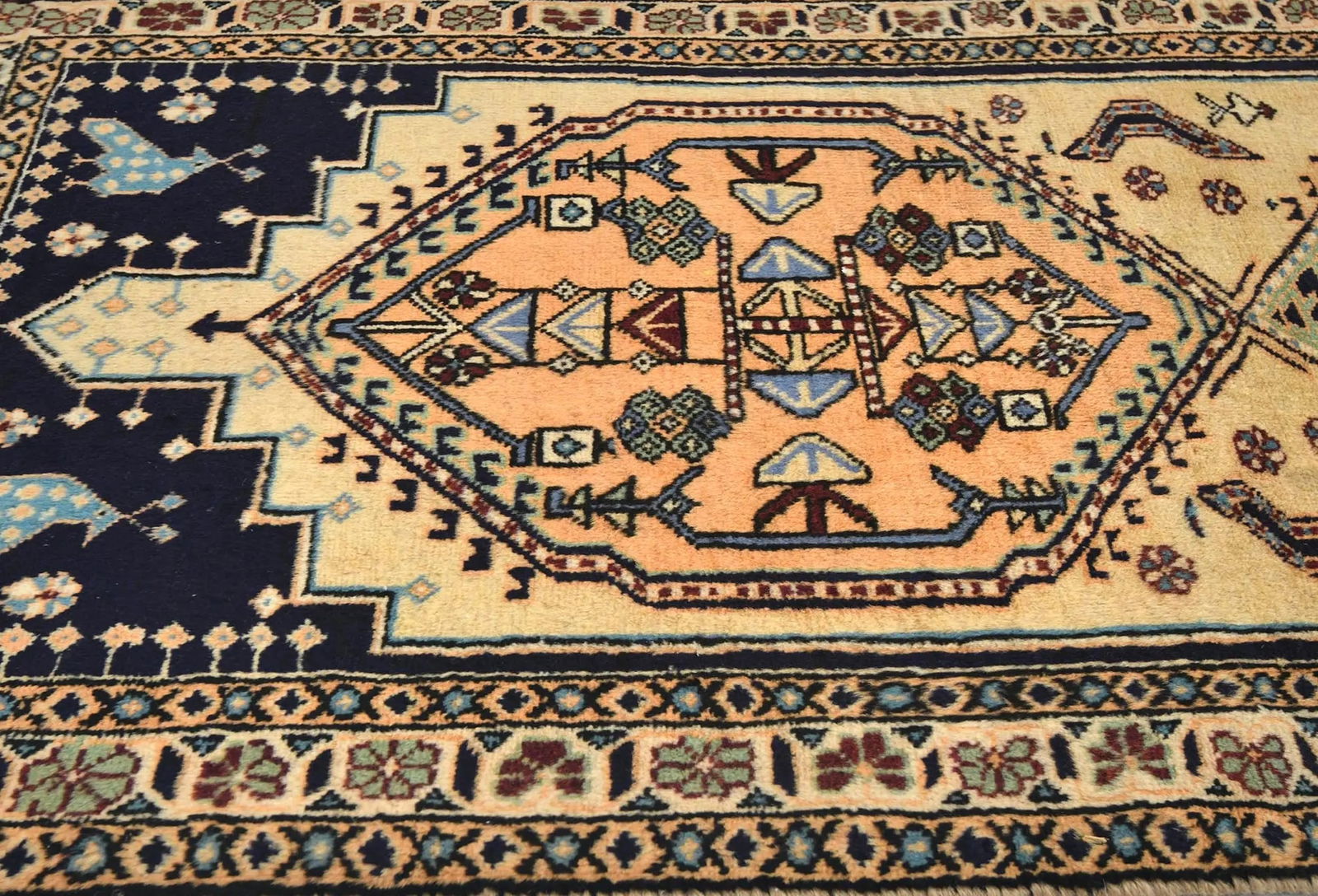 Vintage Beige Tribal 2X10 Ardabil Persian Runner Rug - 7