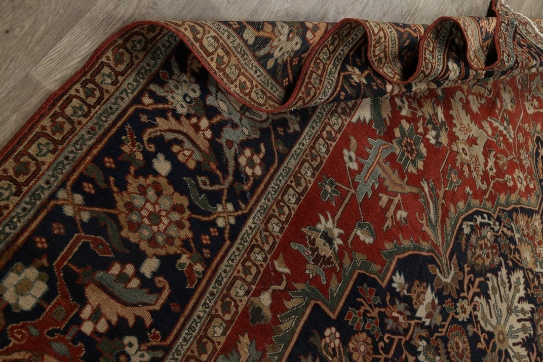 Pre-1900 Antique Vegetable Dye Heriz Serapi Persian Rug 12x19 - 18