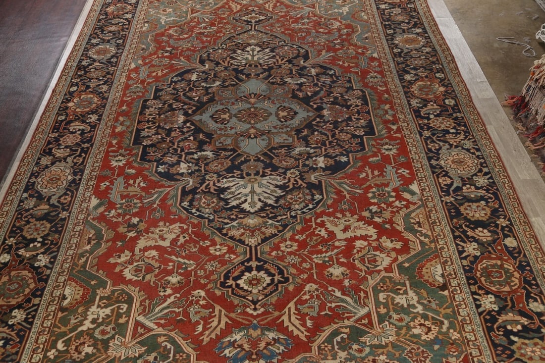 Pre-1900 Antique Vegetable Dye Heriz Serapi Persian Rug 12x19 - 3
