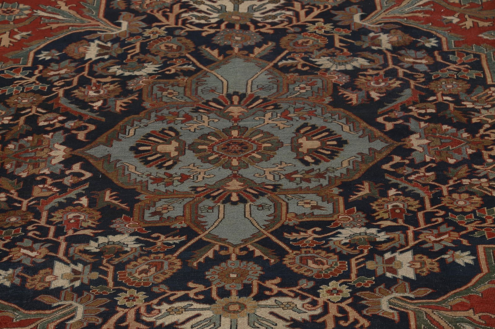 Pre-1900 Antique Vegetable Dye Heriz Serapi Persian Rug 12x19 - 4