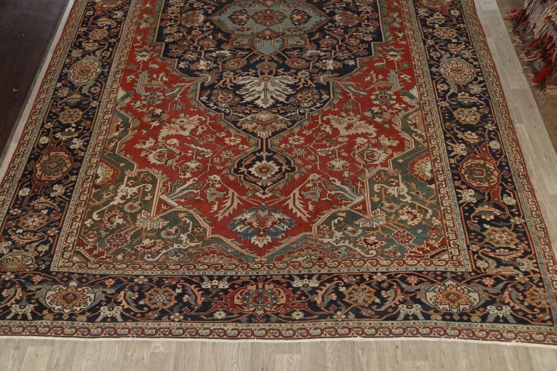 Pre-1900 Antique Vegetable Dye Heriz Serapi Persian Rug 12x19 - 8