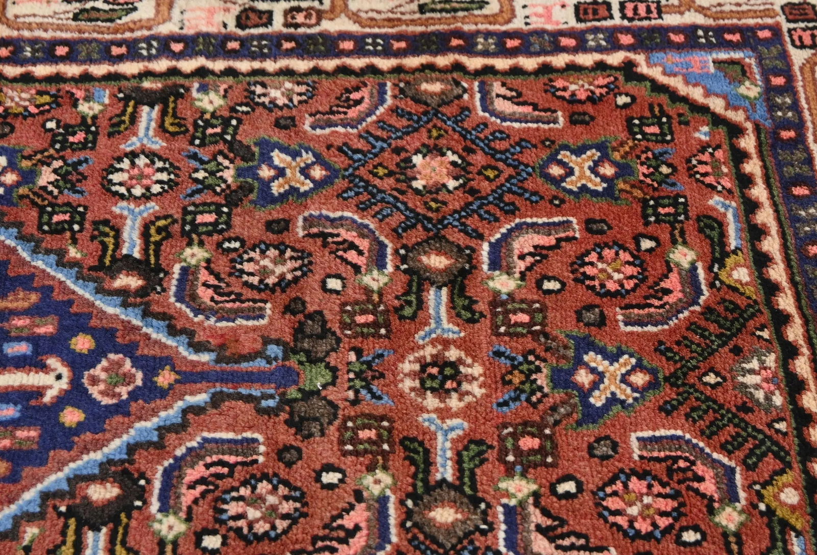 Vintage Rusty Red Floral Tribal 3'3X4'7 Hamedan Persian Rug - 7