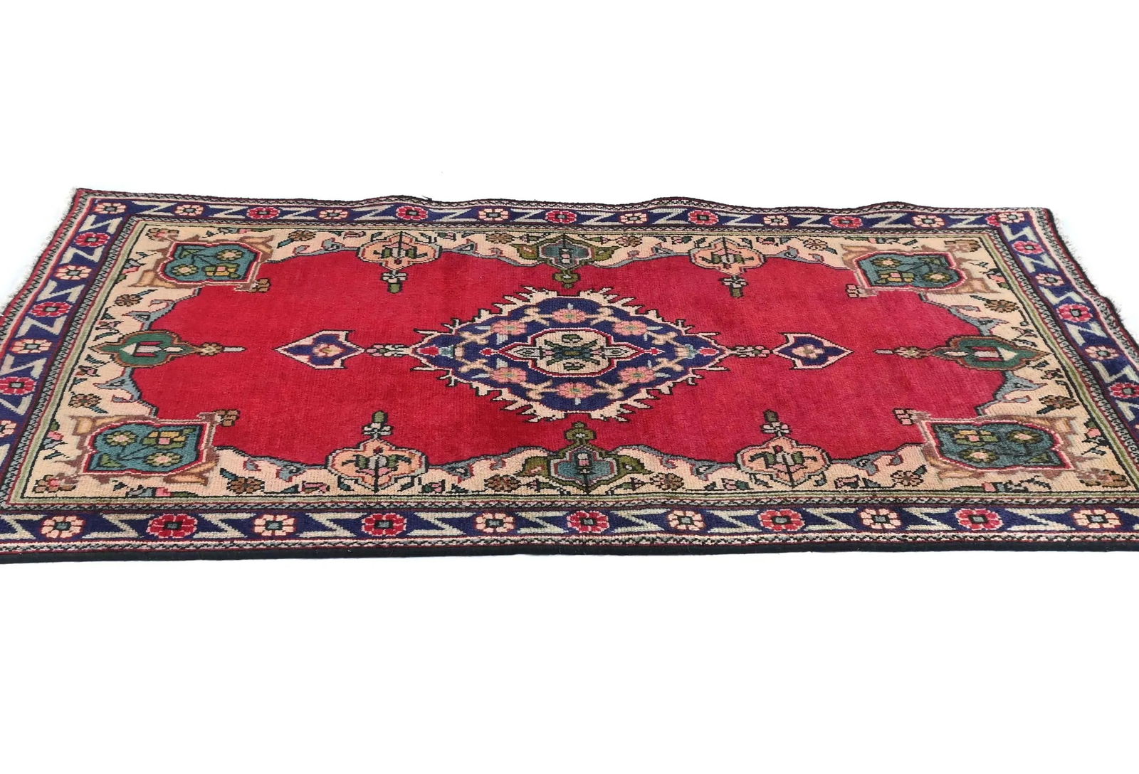 Vintage Red Traditional Floral 3X5 Tabriz Persian Rug - 4