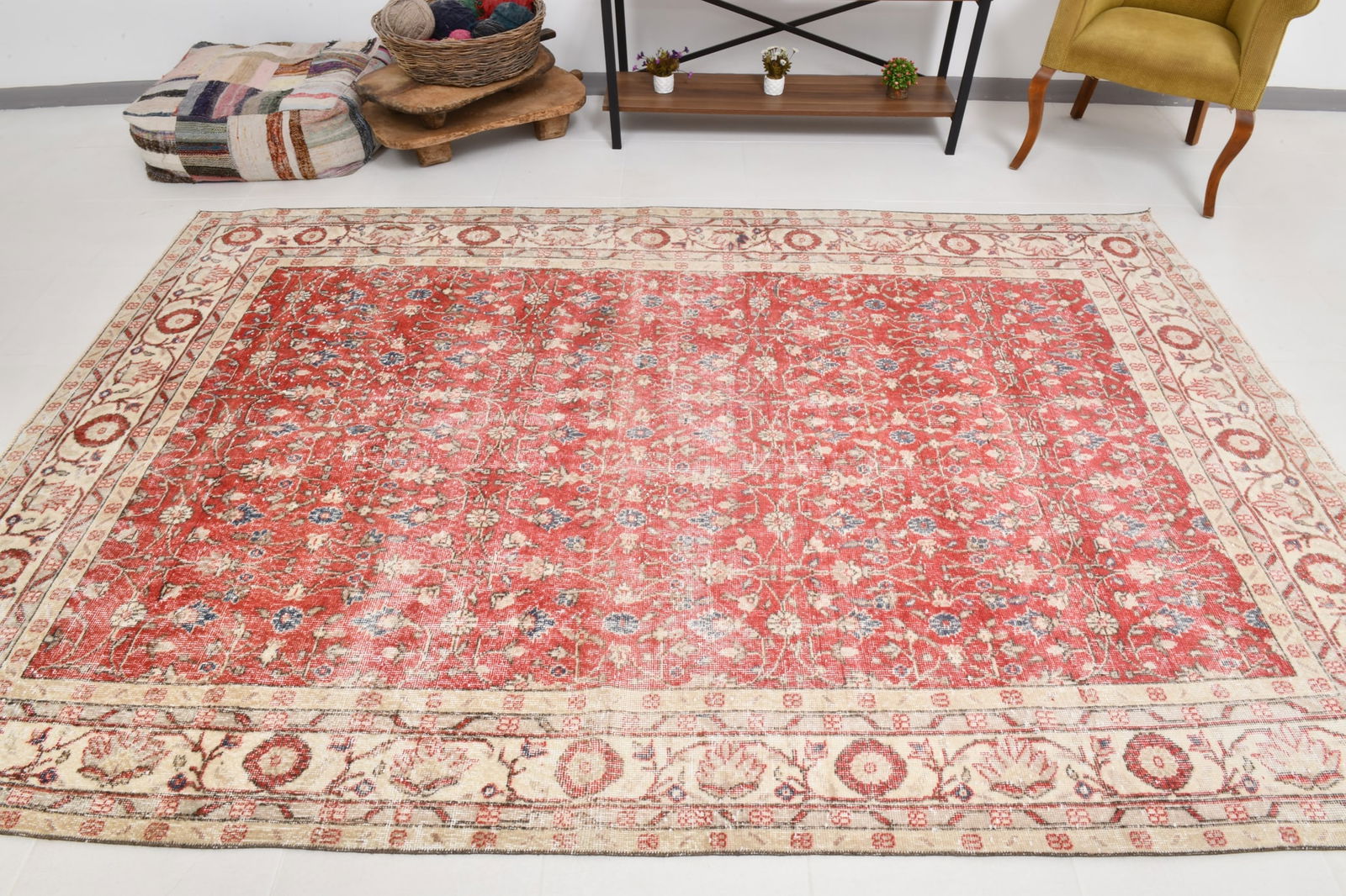 6'6'' x 9'10'' Handmade Vintage Wool Rug - 22280 - 3