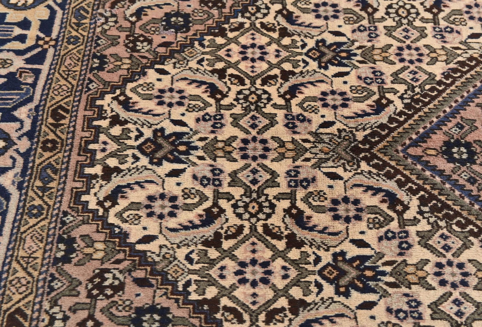 Vintage Cream Tribal Geometric 5X7 Tabriz Persian Rug - 6