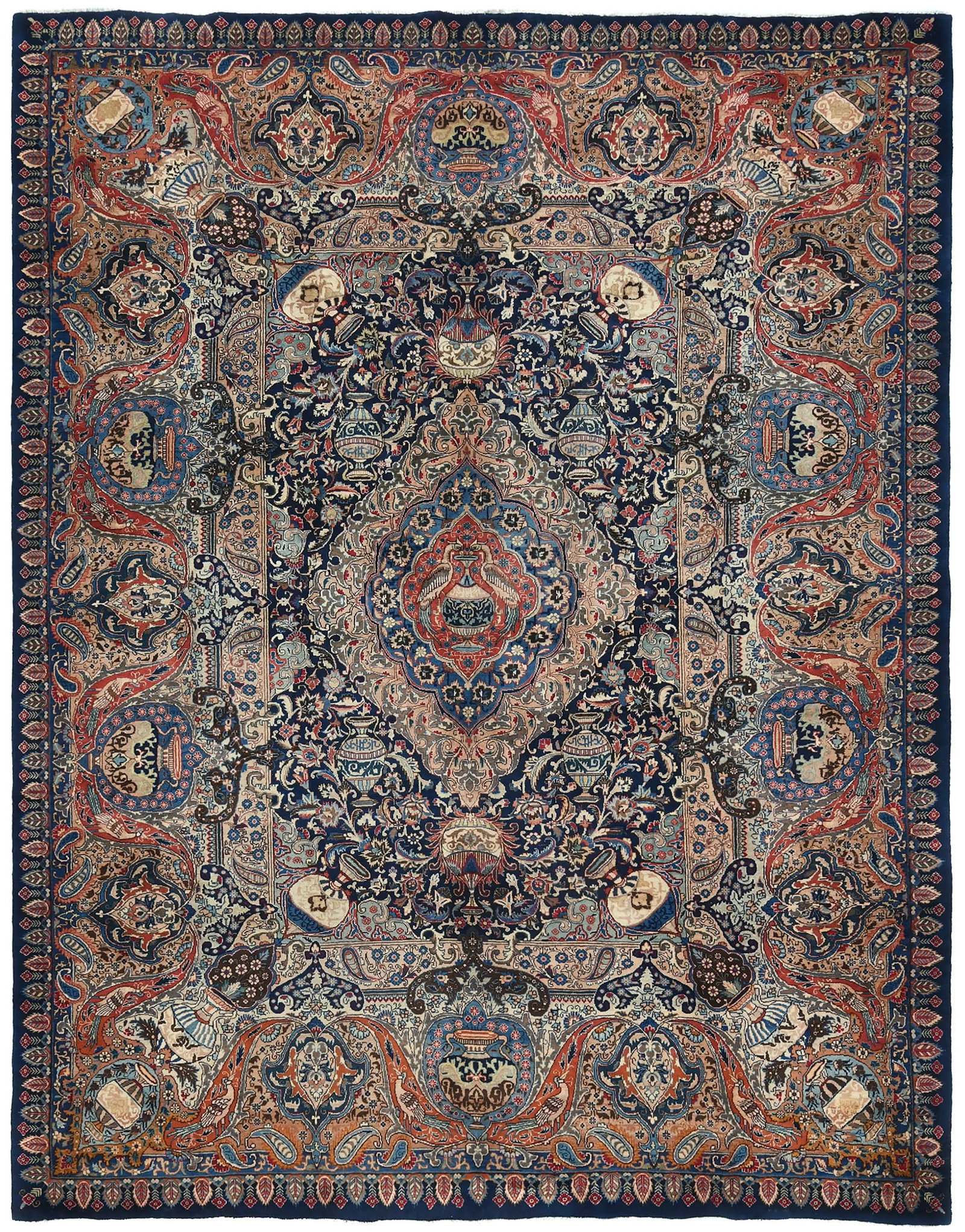 Vintage Purple-navy Pictorial 9'8X12'4 Kashmar Persian Rug: Title:Vintage Purple-navy Pictorial 9'8X12'4 Kashmar Persian Rug Description:Handmade vintage 9'8X12'4 purple-navy Enhance your Living Room, Dining Room, Guestroom, Office and Library with this Fantas