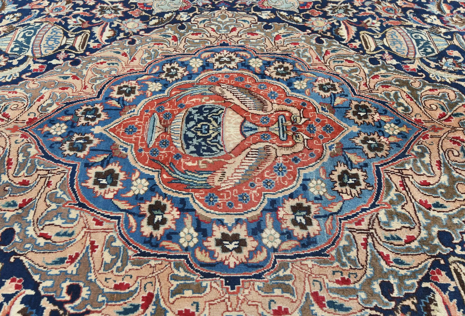 Vintage Purple-navy Pictorial 9'8X12'4 Kashmar Persian Rug - 5