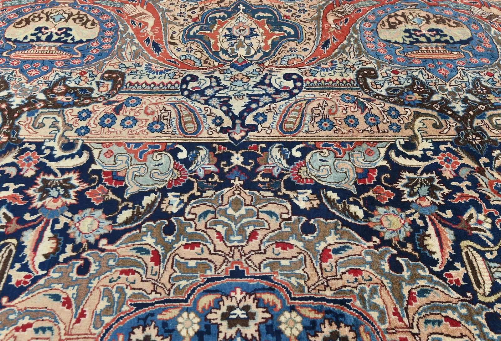 Vintage Purple-navy Pictorial 9'8X12'4 Kashmar Persian Rug - 7