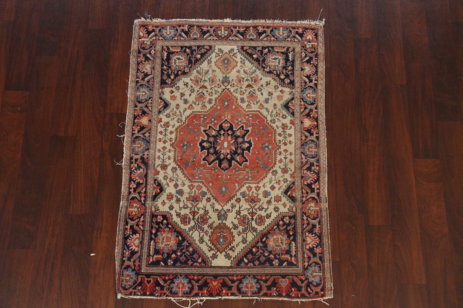 Pre-1900 Antique Vegetable Dye Sarouk Farahan Persian Area Rug 4x5 - 2