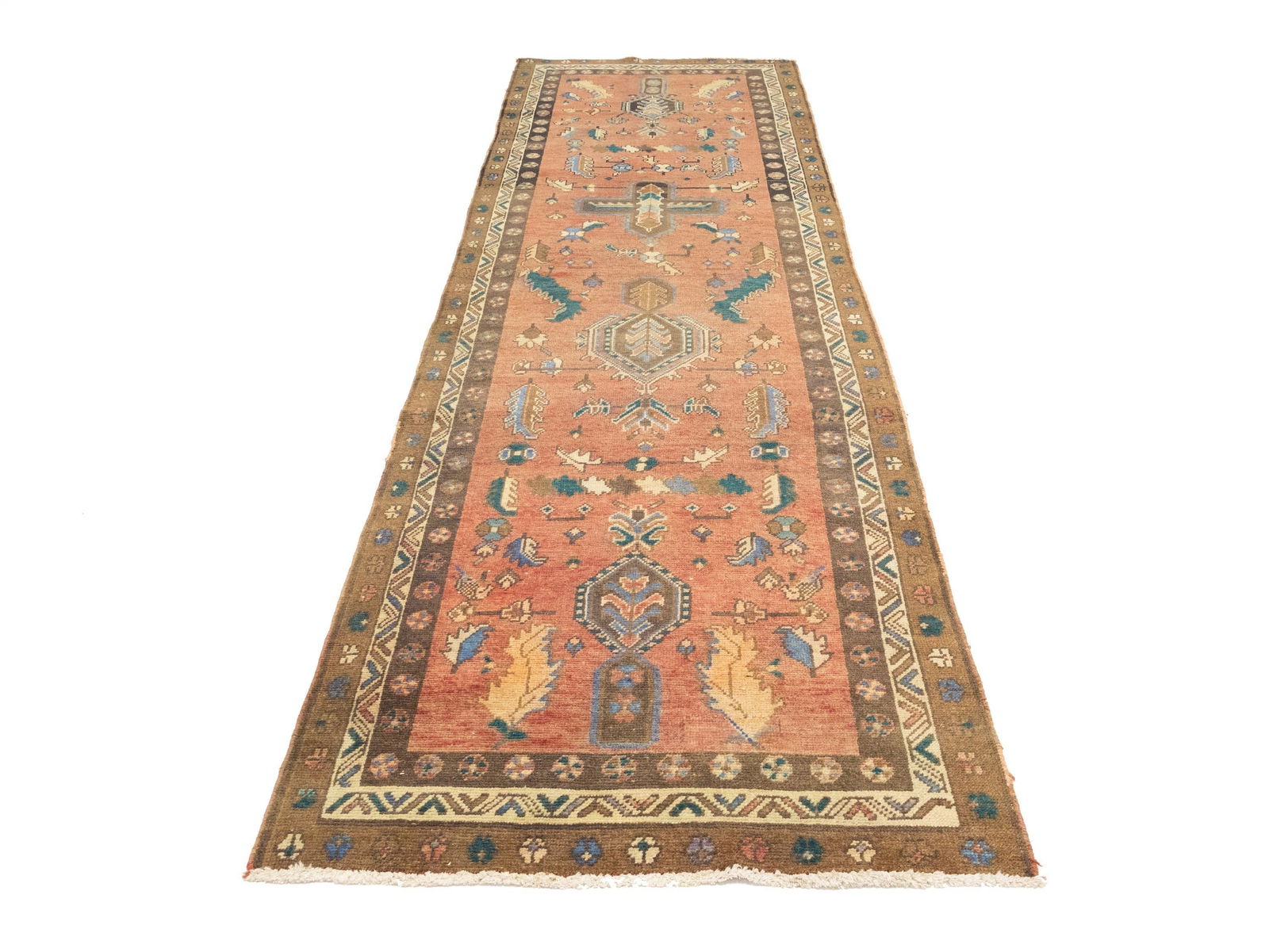 Semi Antique Rusty Red Tribal 3X12 Meshkin Persian Runner Rug - 4