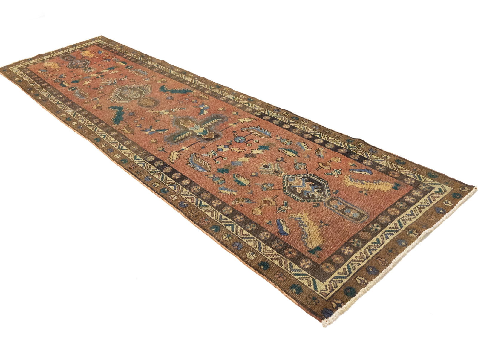 Semi Antique Rusty Red Tribal 3X12 Meshkin Persian Runner Rug - 6