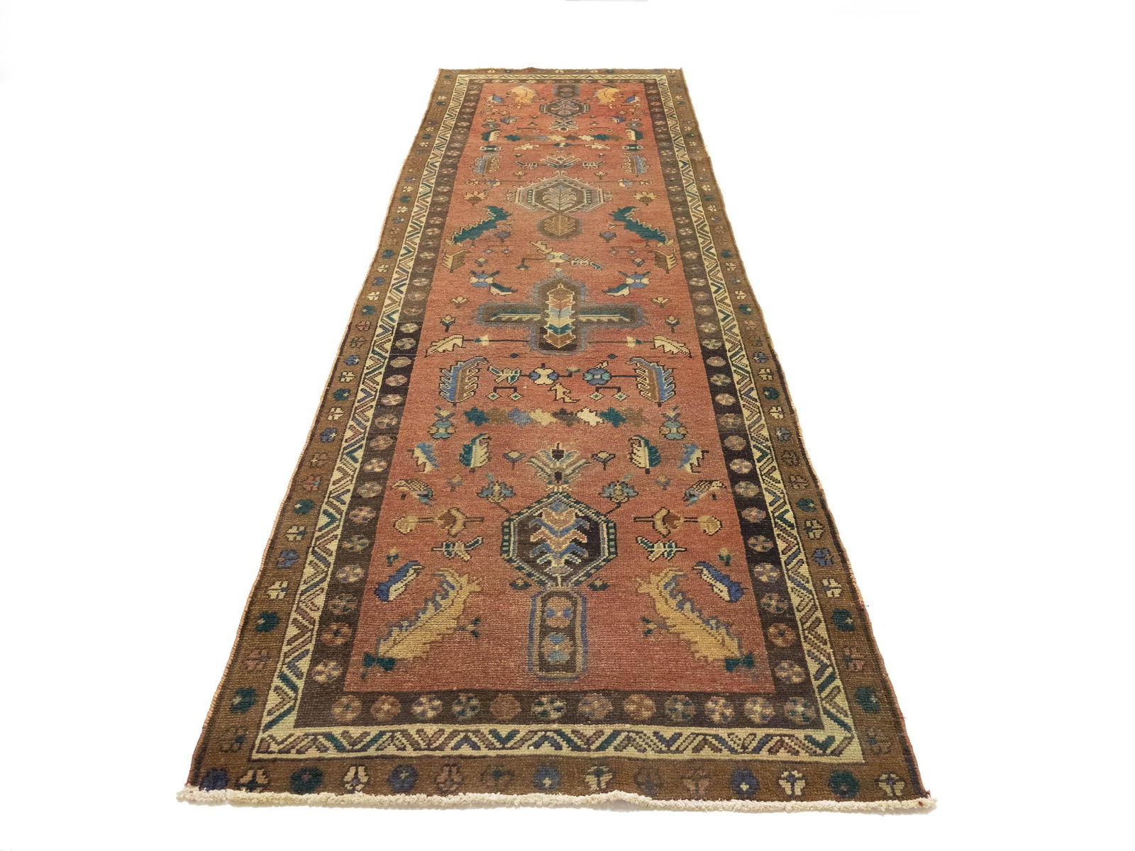 Semi Antique Rusty Red Tribal 3X12 Meshkin Persian Runner Rug - 7