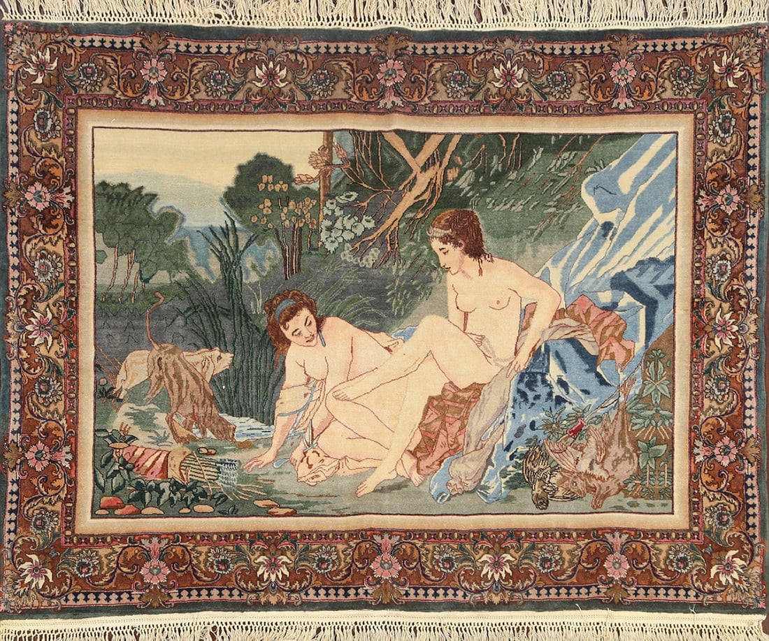 Antique Vegetable Dye Tabriz Persian Area Rug 4x5 (1 of 17)