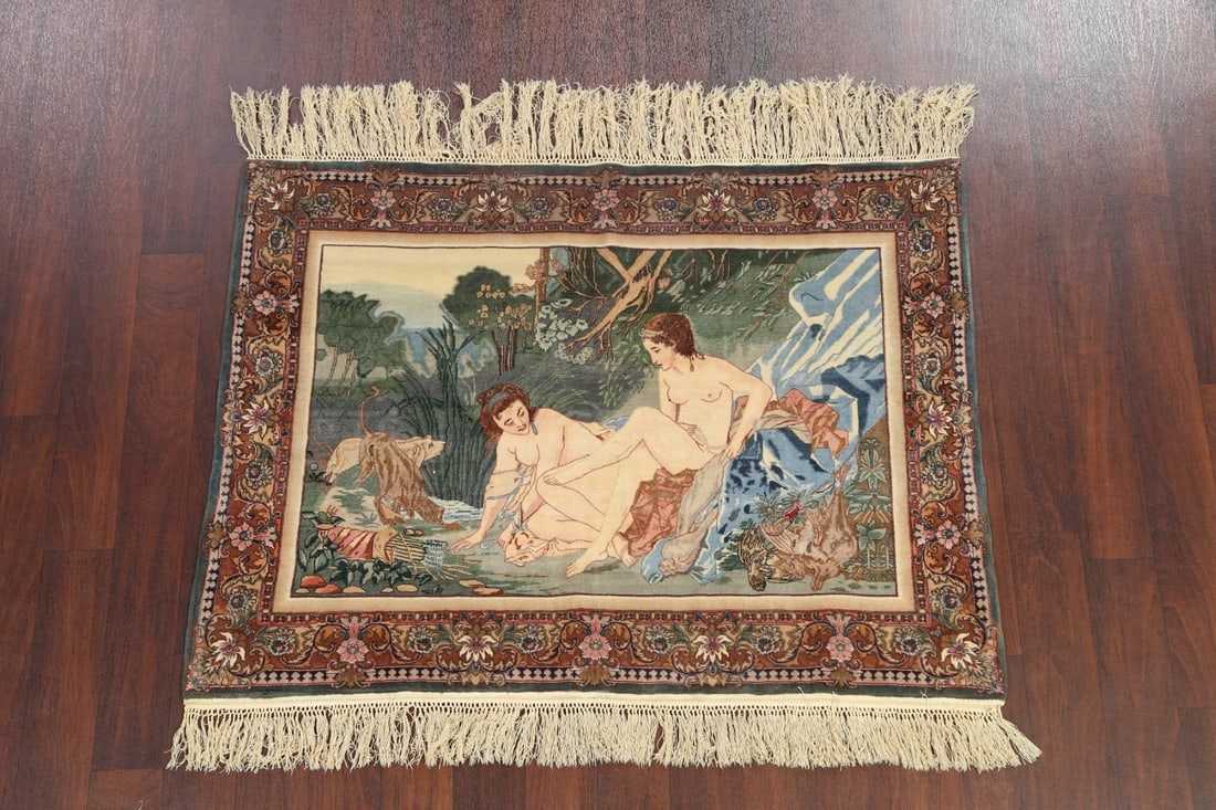 Antique Vegetable Dye Tabriz Persian Area Rug 4x5 - 2