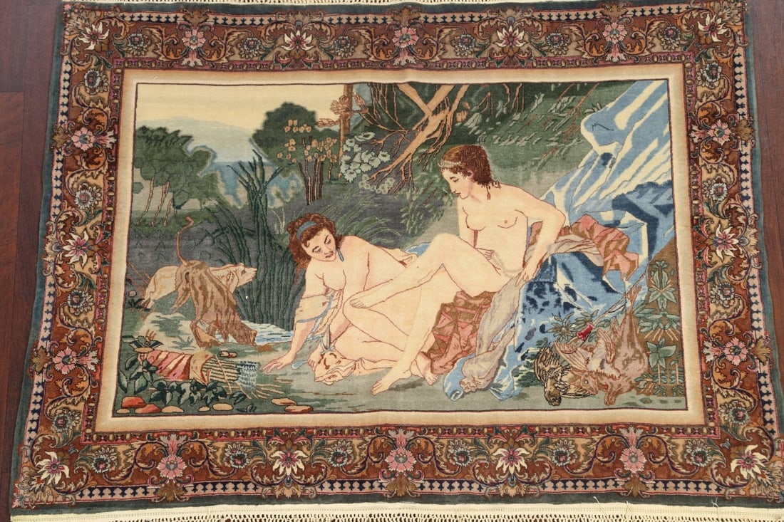 Antique Vegetable Dye Tabriz Persian Area Rug 4x5 - 3