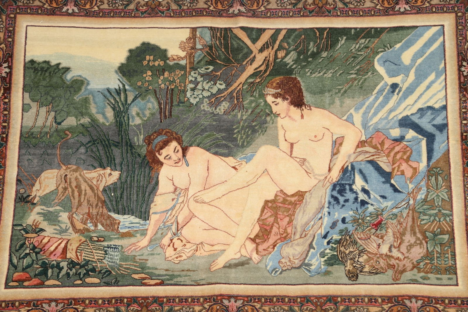 Antique Vegetable Dye Tabriz Persian Area Rug 4x5 - 4