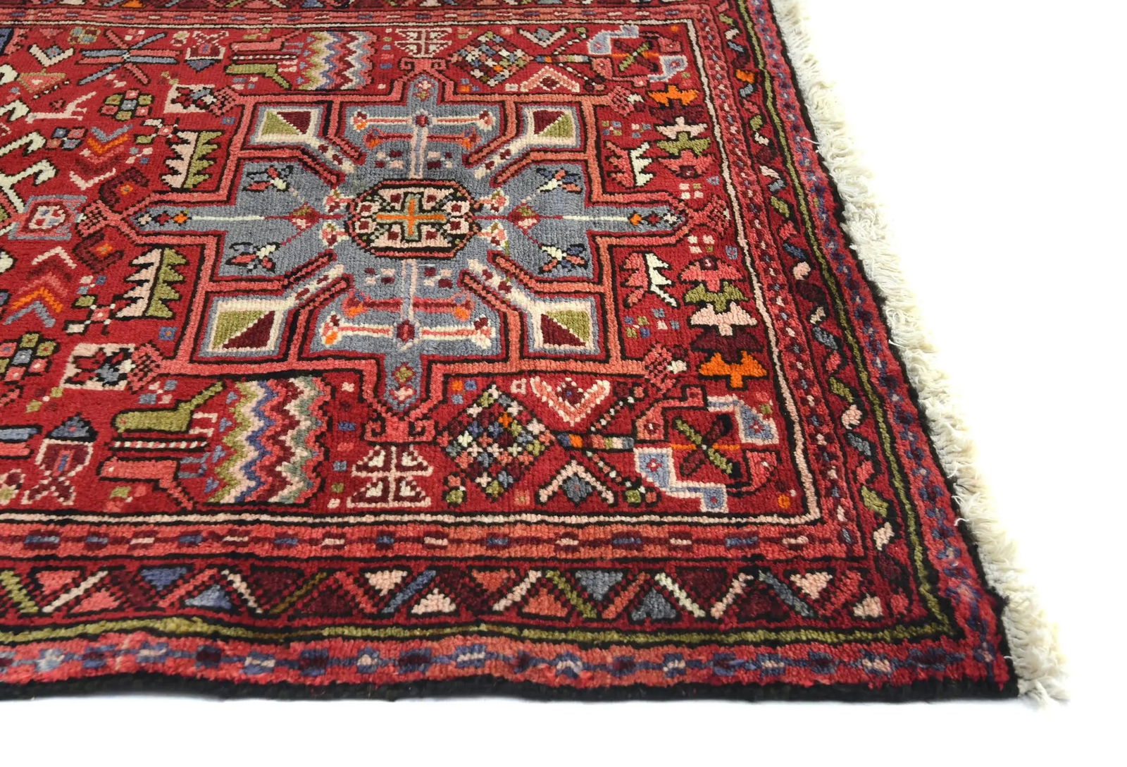 Vintage Red Geometric 2'8X10'3 Karajeh Persian Runner Rug - 8