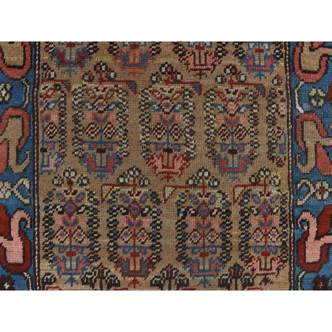 Brown Antique Persian Bakshaish Hand Knotted Wide Runner Oriental Rug - 5