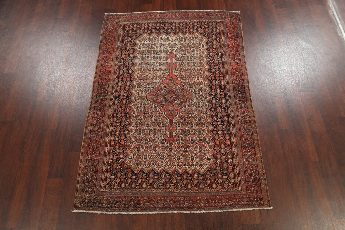 Pre-1900 Antique Vegetable Dye Senneh Persian Area Rug 4x6 - 15