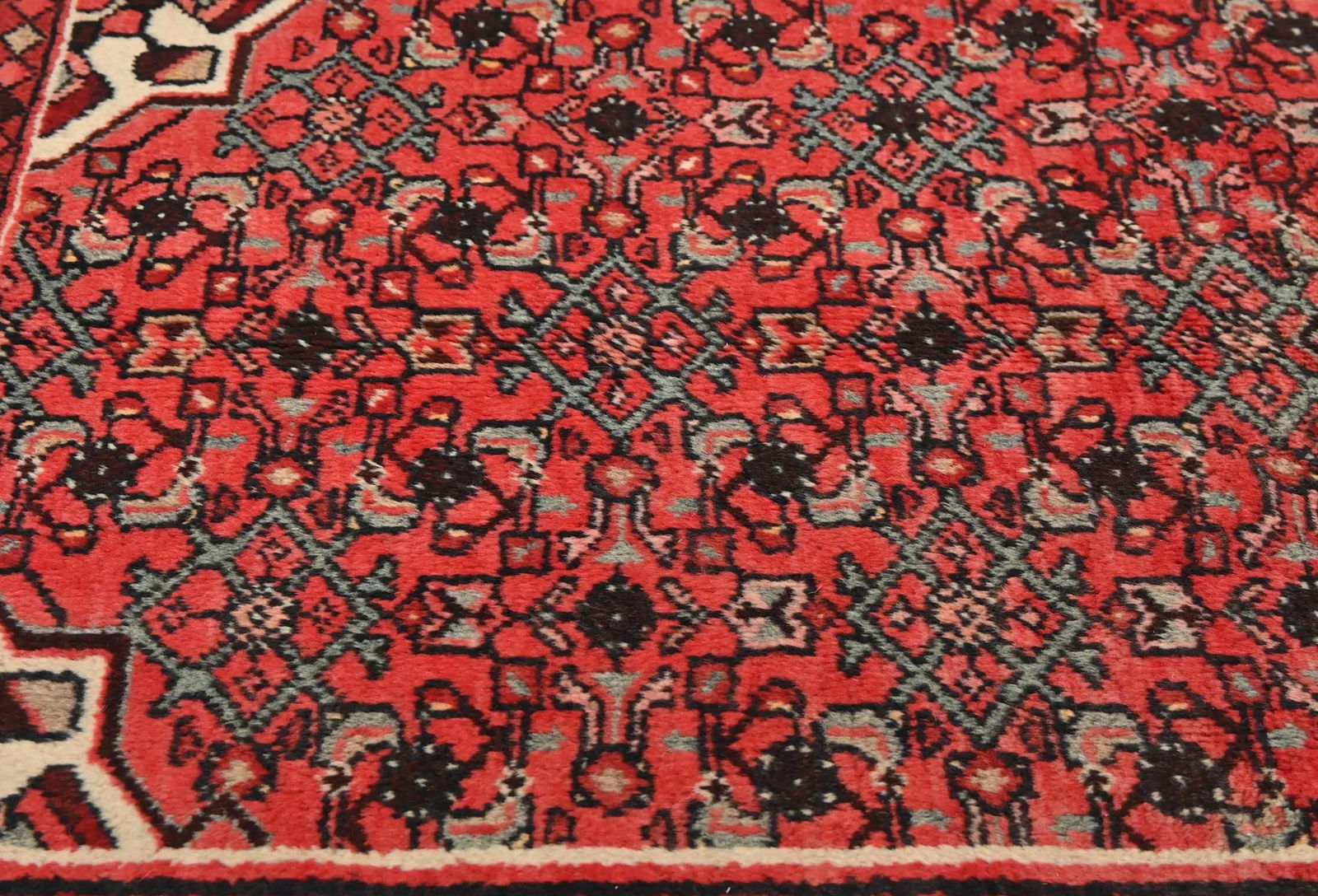 Vintage Bittersweet Red Floral Tribal 3'7X6'0 Hamedan Persian Rug - 6