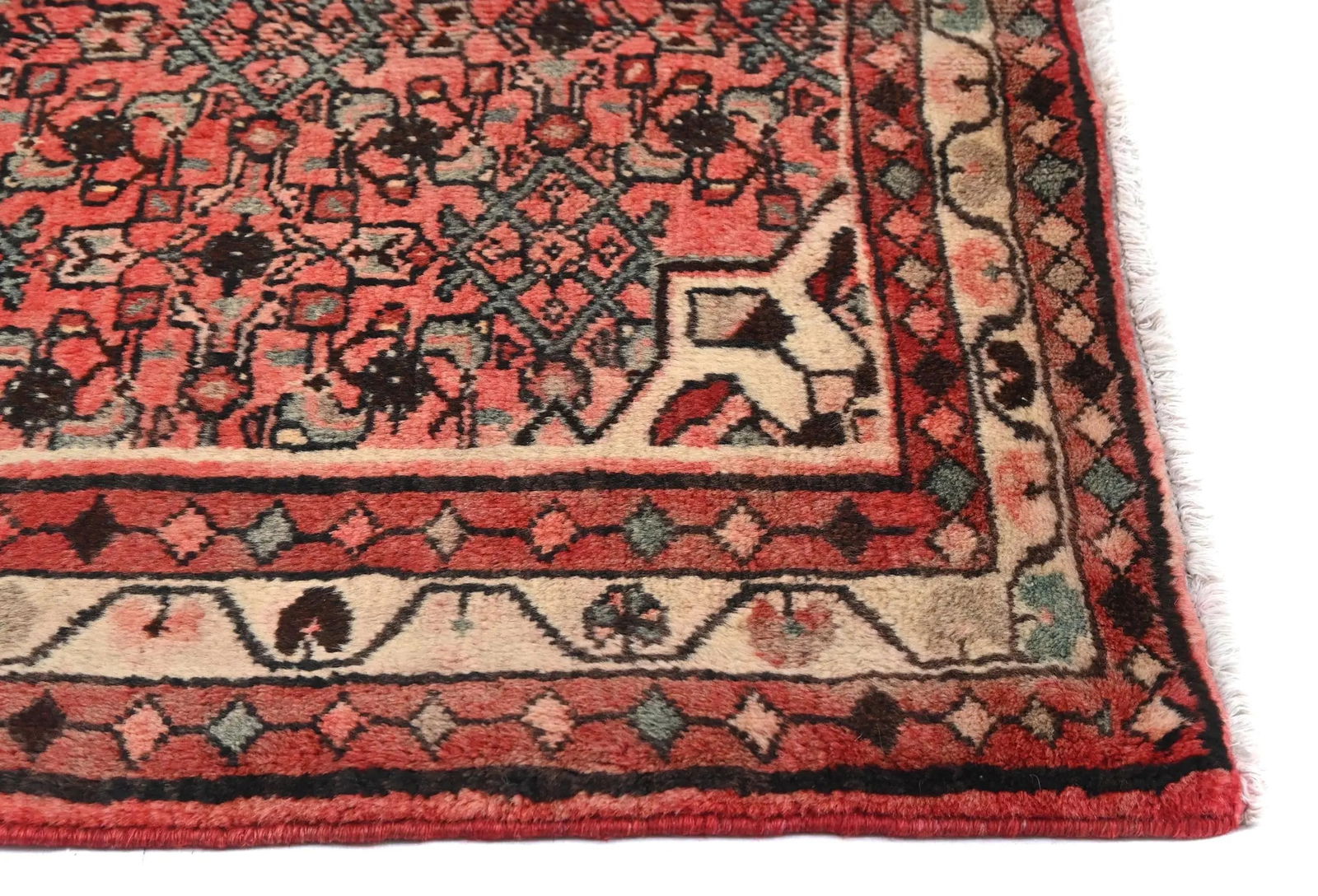 Vintage Bittersweet Red Floral Tribal 3'7X6'0 Hamedan Persian Rug - 8
