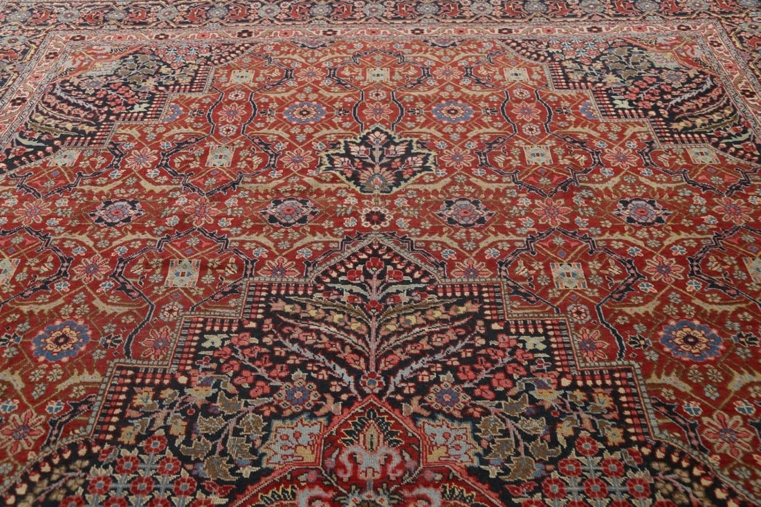 Pre-1900 Antique Sultanabad Persian Area Rug 11x13 Large - 13
