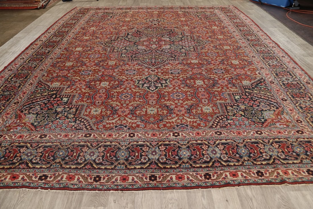 Pre-1900 Antique Sultanabad Persian Area Rug 11x13 Large - 16