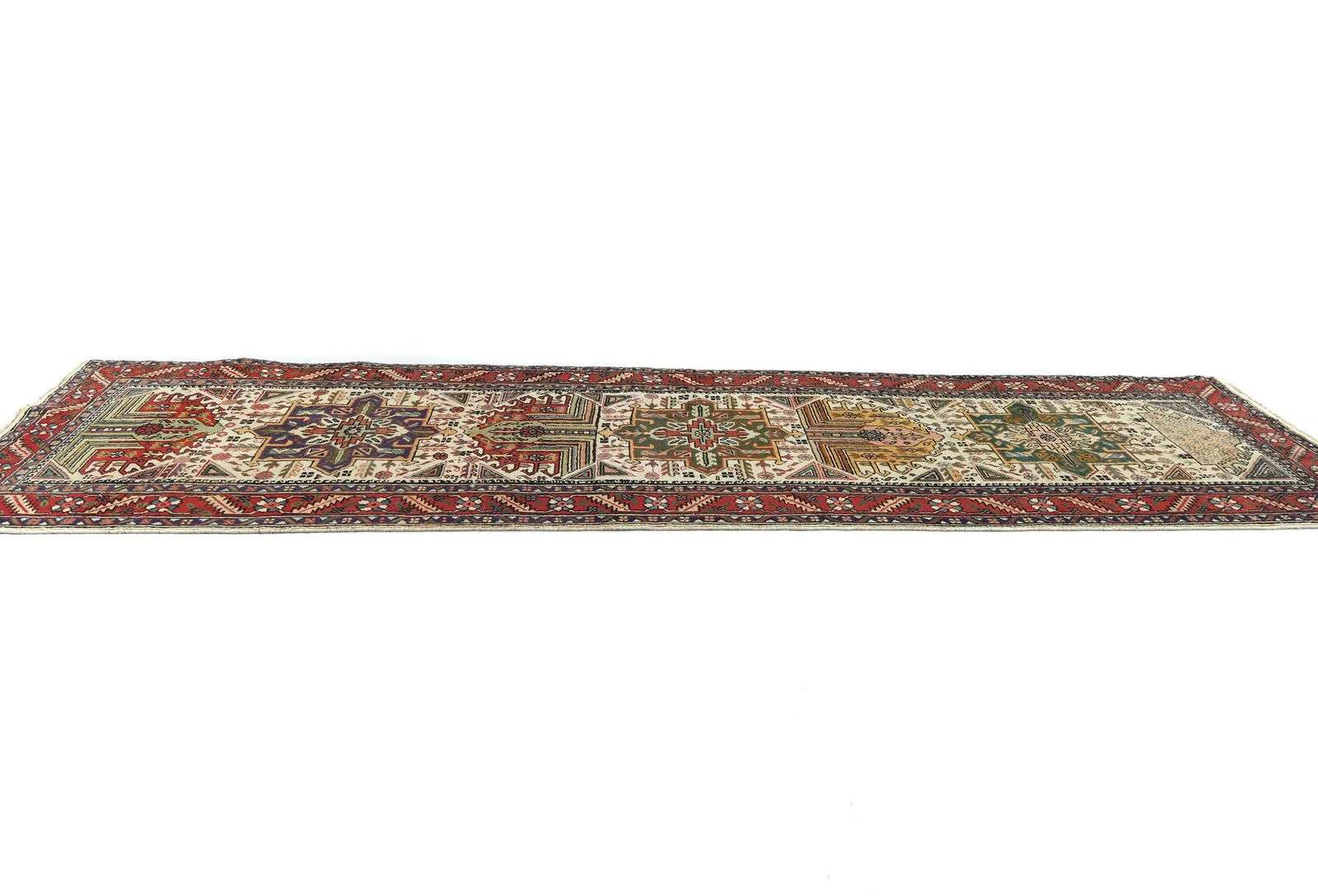 Vintage Cream Floral 3X12 Tabriz Persian Runner Rug - 4