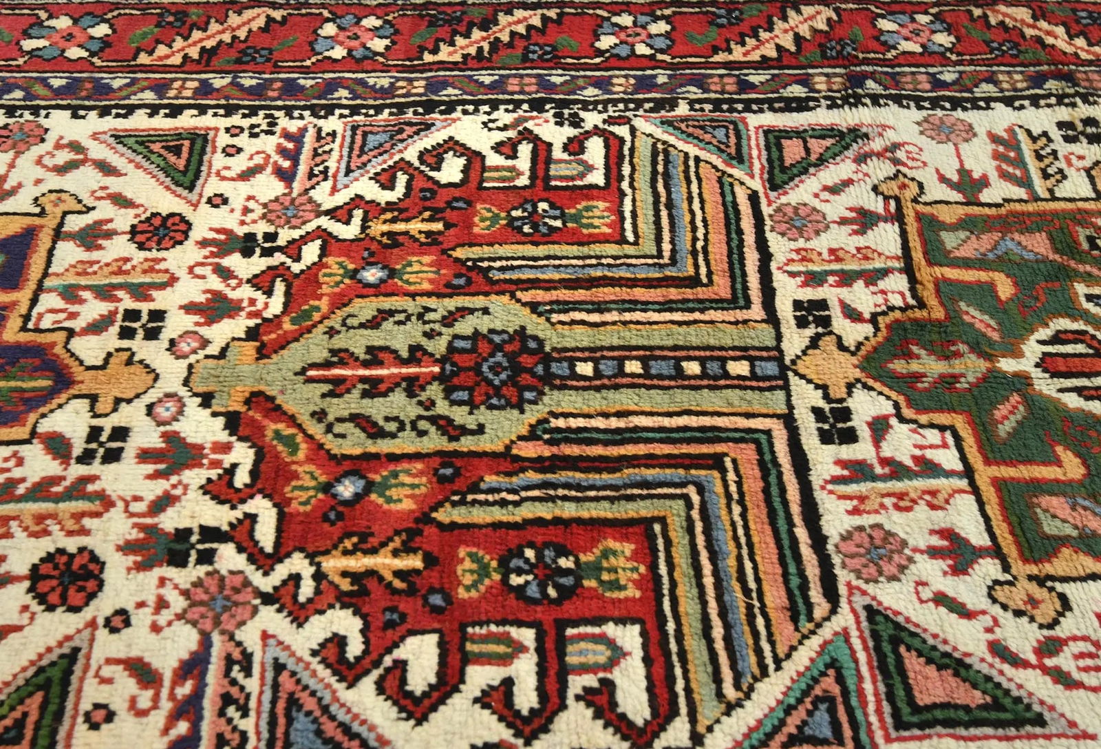 Vintage Cream Floral 3X12 Tabriz Persian Runner Rug - 7