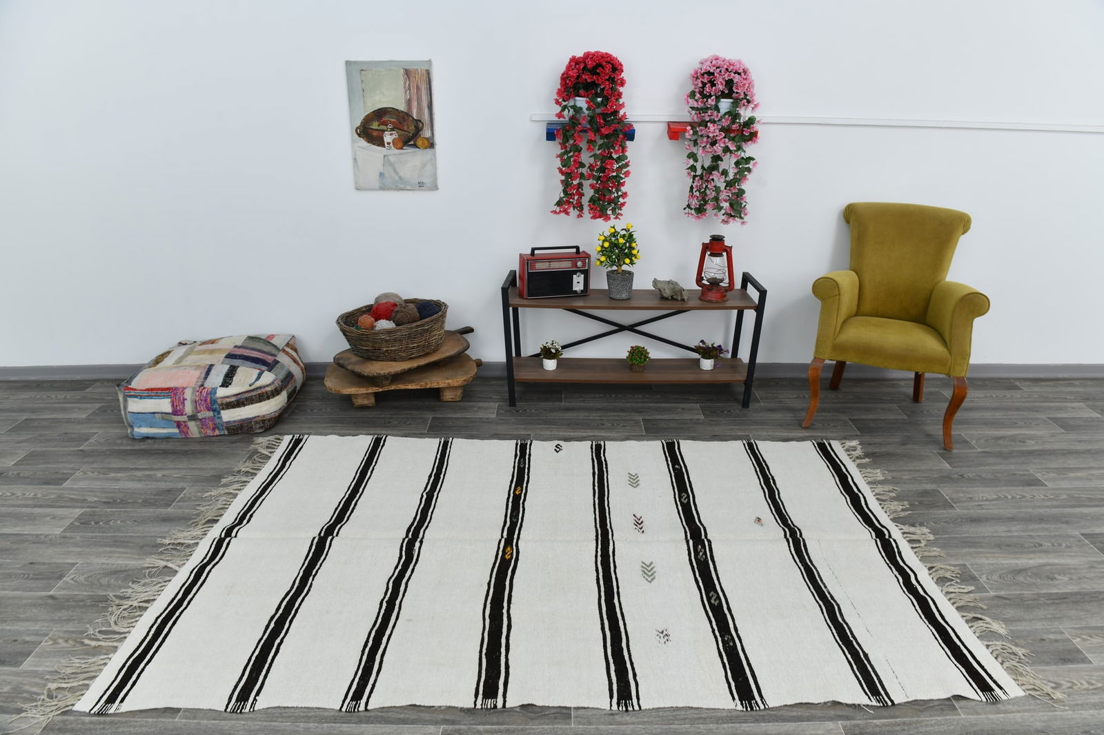 5'2'' x 8'1'' Turkish Vintage Hemp Rug - 1628 - 2