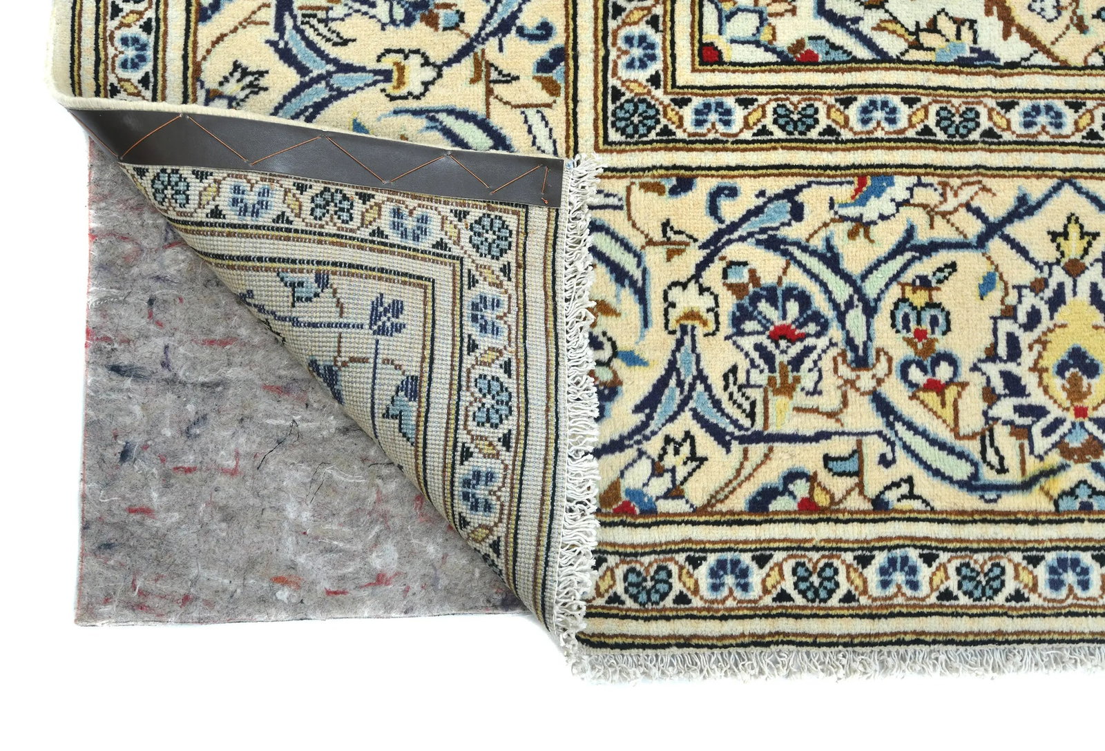 Vintage Cream Floral Traditional 8X12 Kashan Persian Rug - 12