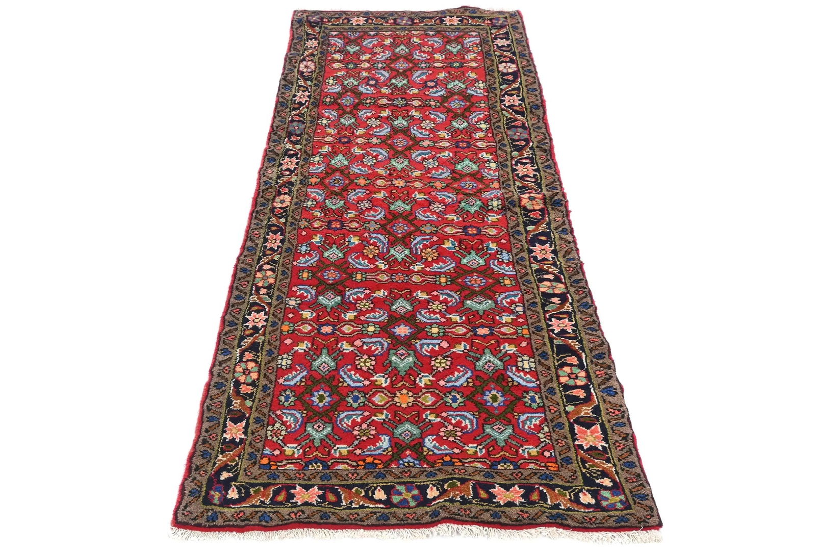Vintage Red Tribal 2'4X6'3 Hamedan Persian Runner Rug - 2