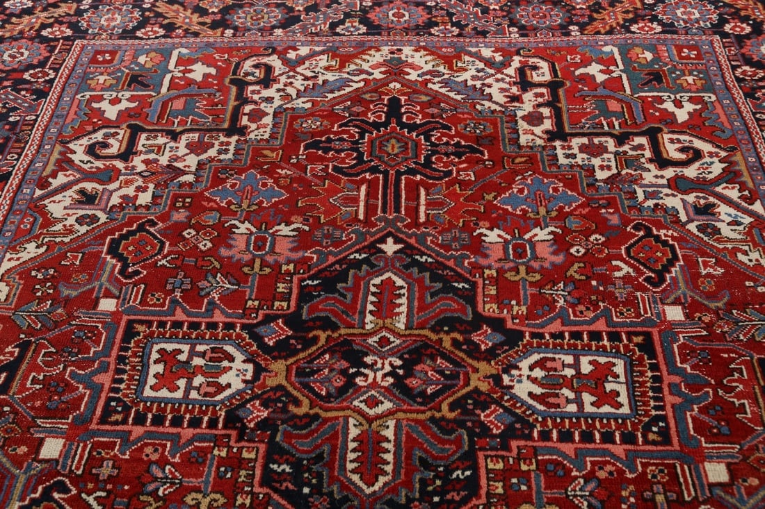 Antique Geometric Heriz Vegetable Dye Persian Area Rug 8x9 - 15