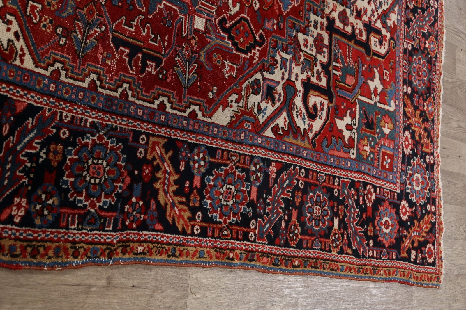 Antique Geometric Heriz Vegetable Dye Persian Area Rug 8x9 - 16