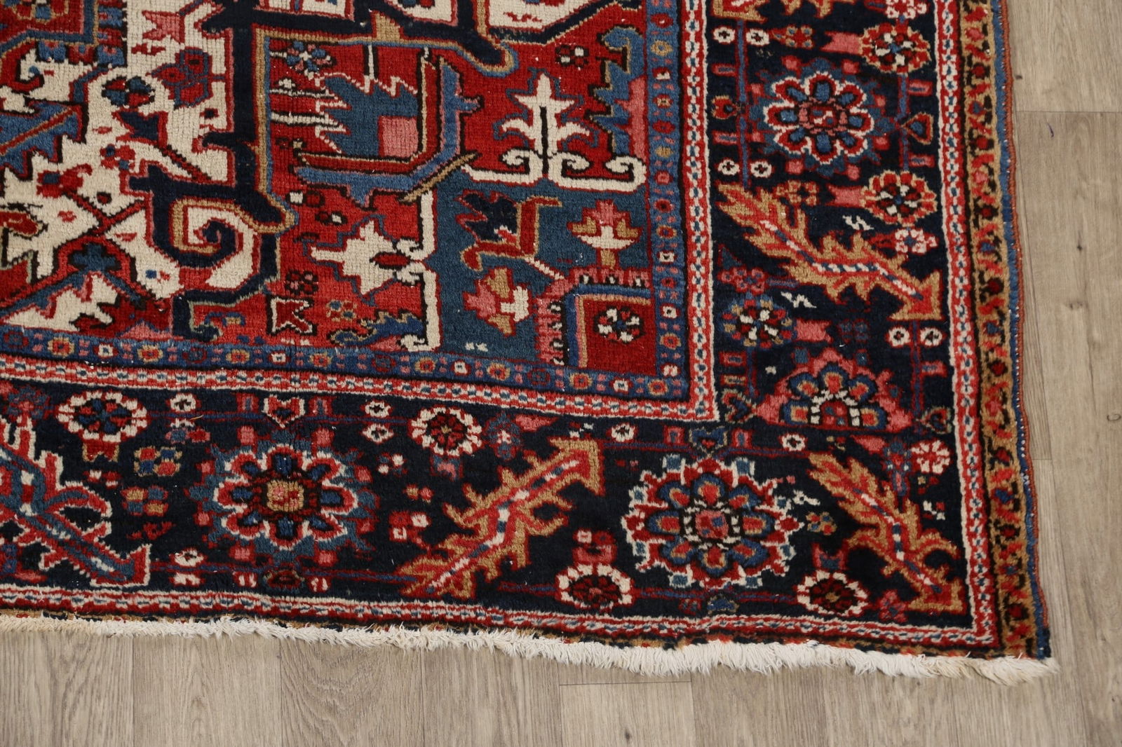 Antique Geometric Heriz Vegetable Dye Persian Area Rug 8x9 - 5