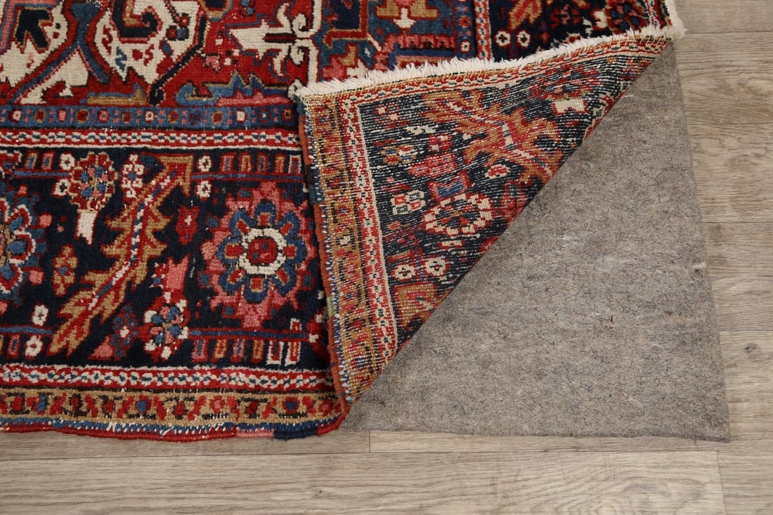 Antique Geometric Heriz Vegetable Dye Persian Area Rug 8x9 - 7