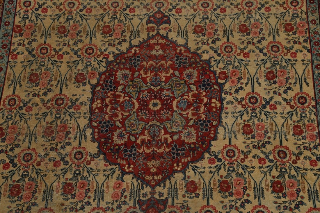 Pre-1900 Antique Vegetable Dye Tabriz Persian Area Rug 9x13 - 4