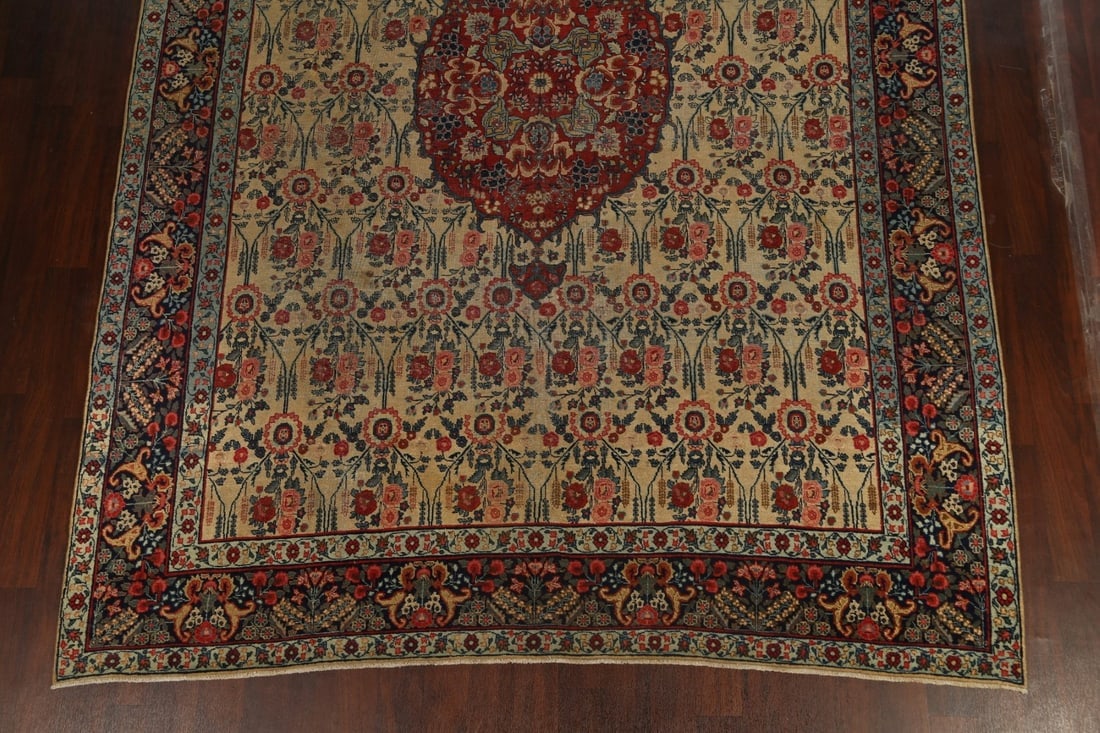 Pre-1900 Antique Vegetable Dye Tabriz Persian Area Rug 9x13 - 8