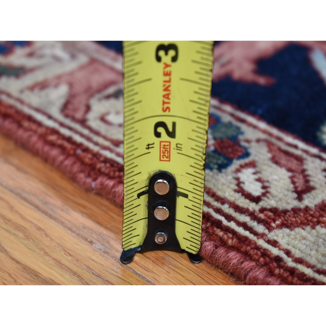 Barn Red, Antiqued Heriz Re-creation, Pure Wool Hand Knotted Rug - 10