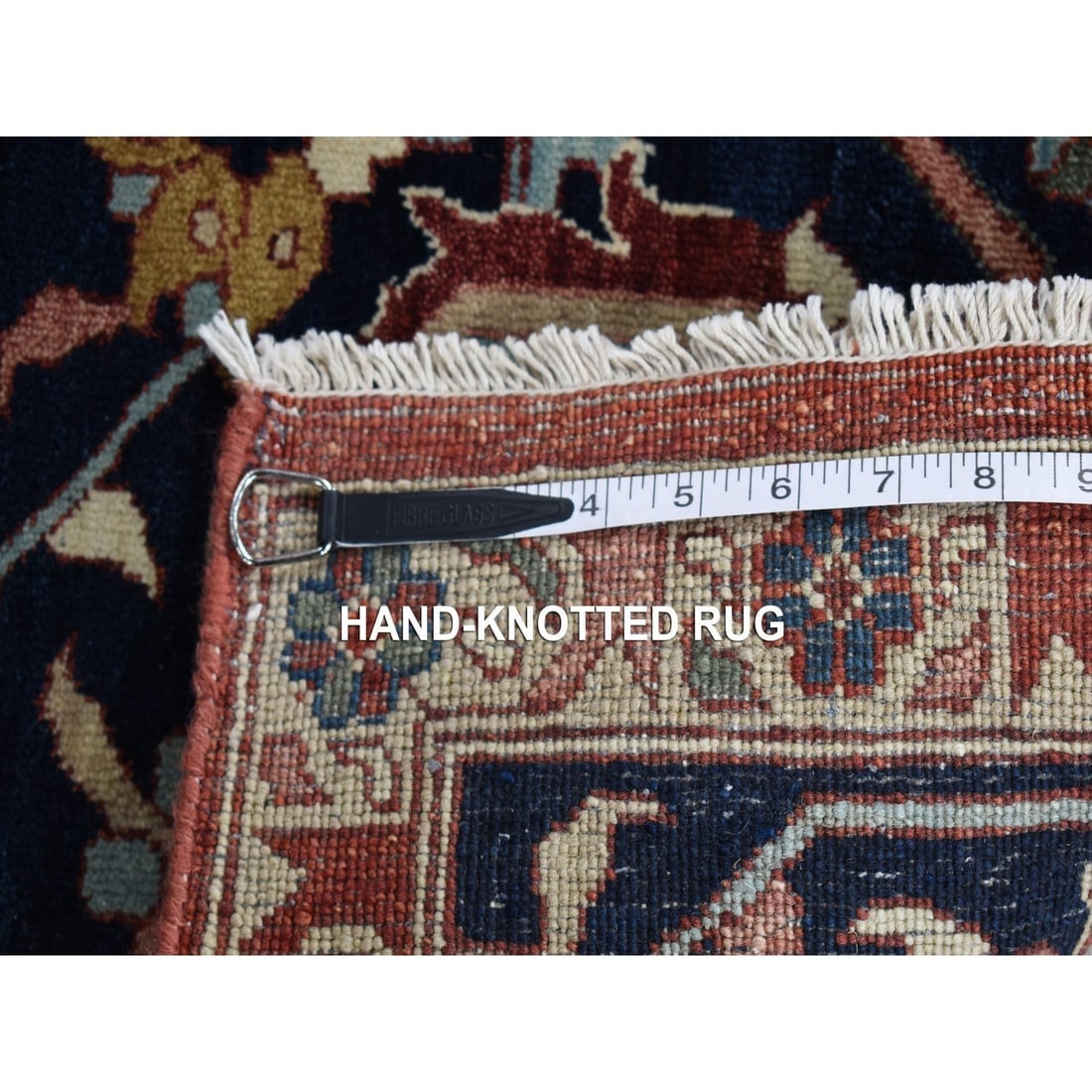 Barn Red, Antiqued Heriz Re-creation, Pure Wool Hand Knotted Rug - 11