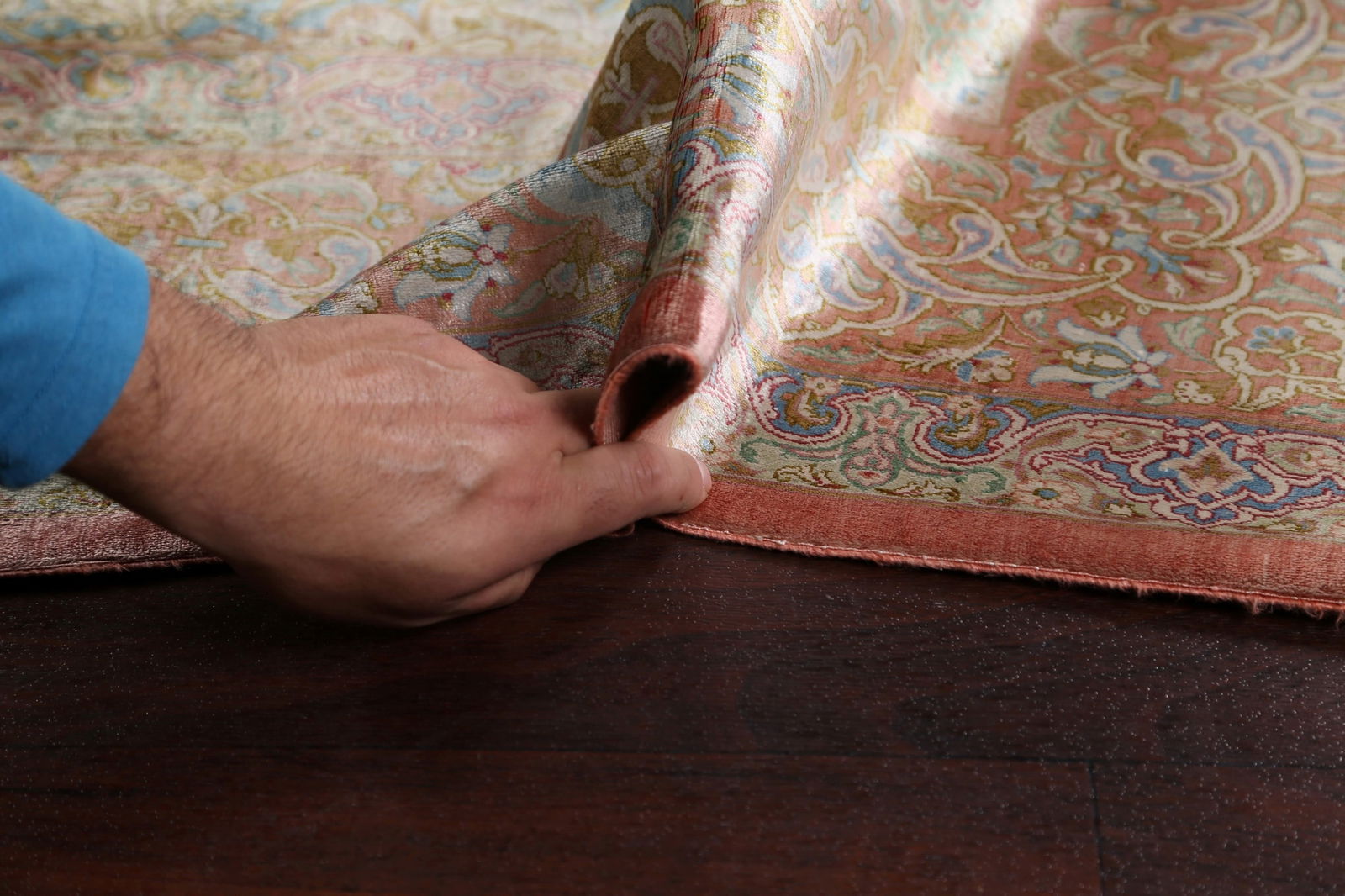 100% Silk Antique Floral Qum Persian Area Rug 6x10 - 18