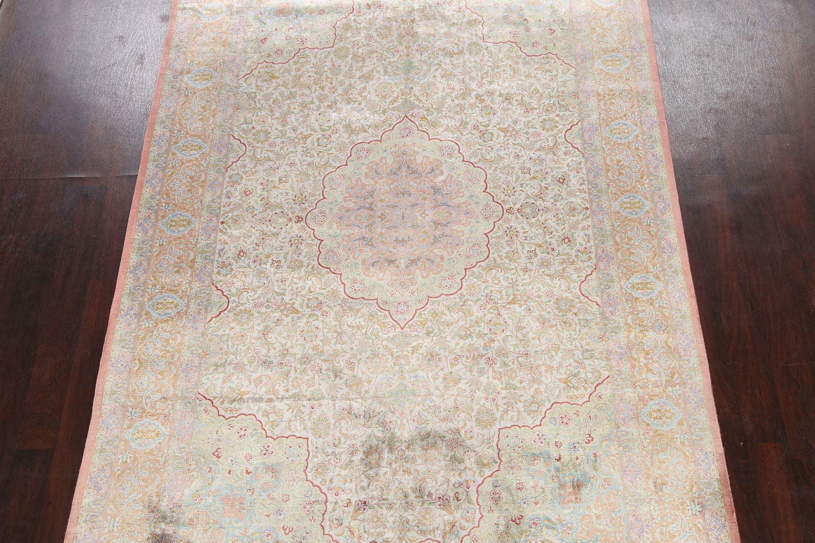 100% Silk Antique Floral Qum Persian Area Rug 6x10 - 3