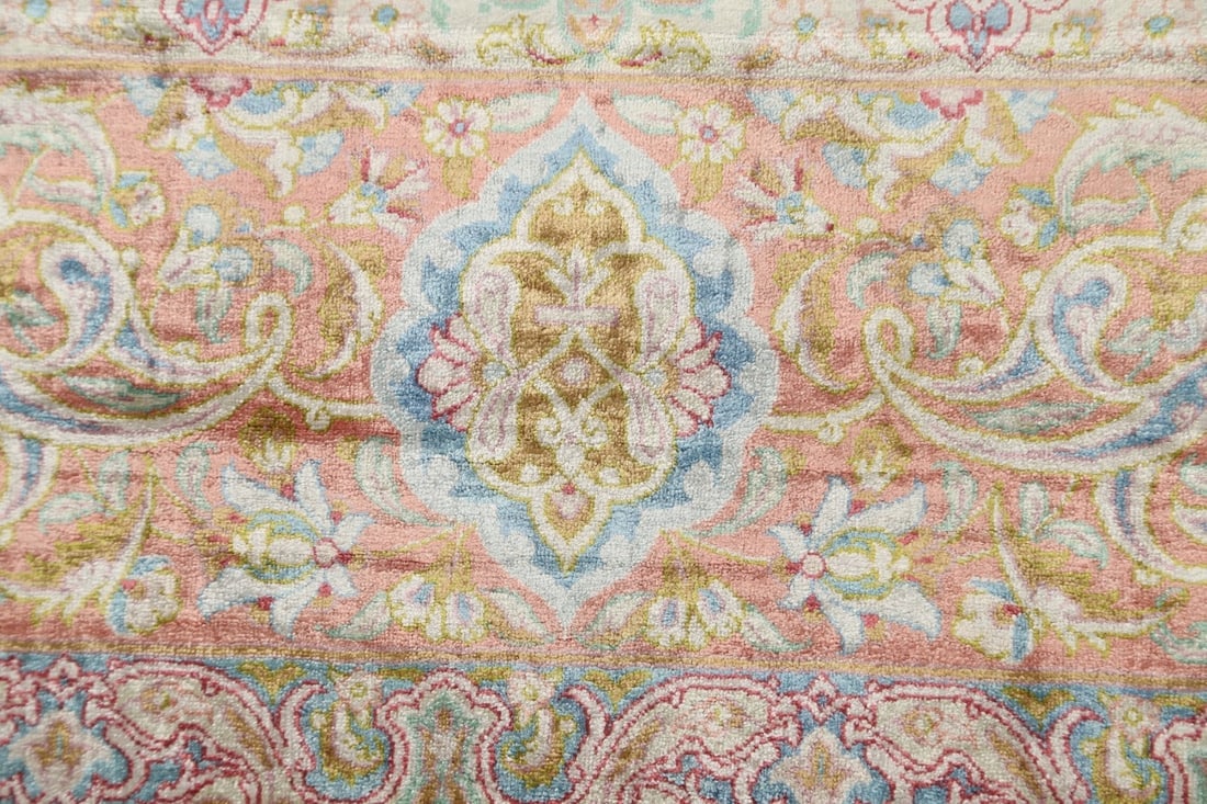 100% Silk Antique Floral Qum Persian Area Rug 6x10 - 9